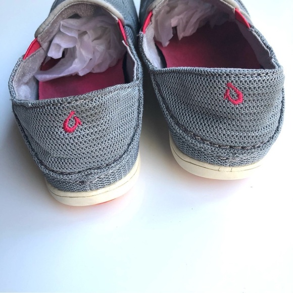 Olukai Nohea Gray Mesh Shoe collapsible slip on sneakers - Picture 8 of 9